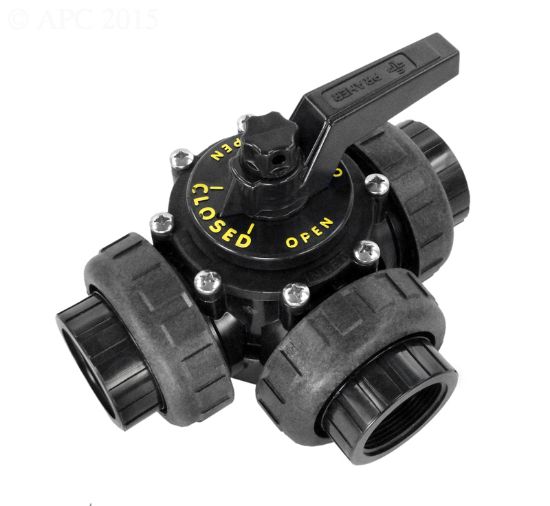 Praher Plastics Canada Ltd. Swimming Pool Valve 1.5 Inch Fpt 3 Port Valve Unionized Praher - OV3-1503U