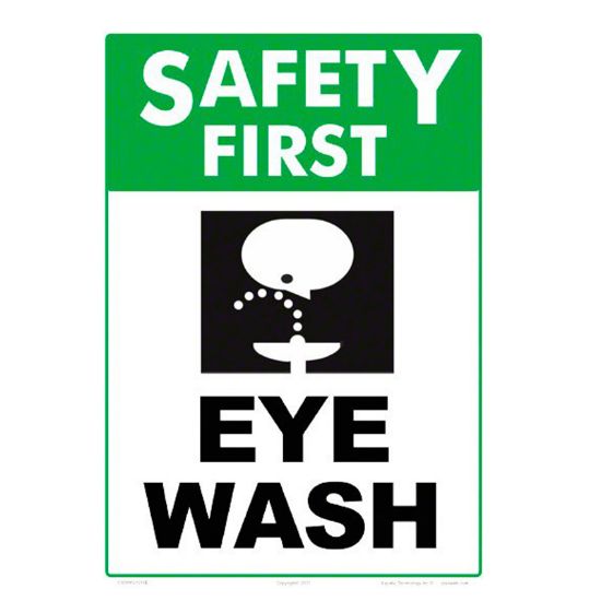 Aquatic Technology 10 X 14 Safety First Wash Signsible Sign Heavy Duty White Aluminum - 5309WA1014E