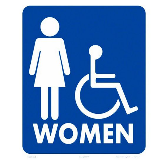 Aquatic Technology 10 X 12 WOMEN/WHEELCHAIR Accessible Sign Heavy Duty White Aluminum - 7106WA1012E