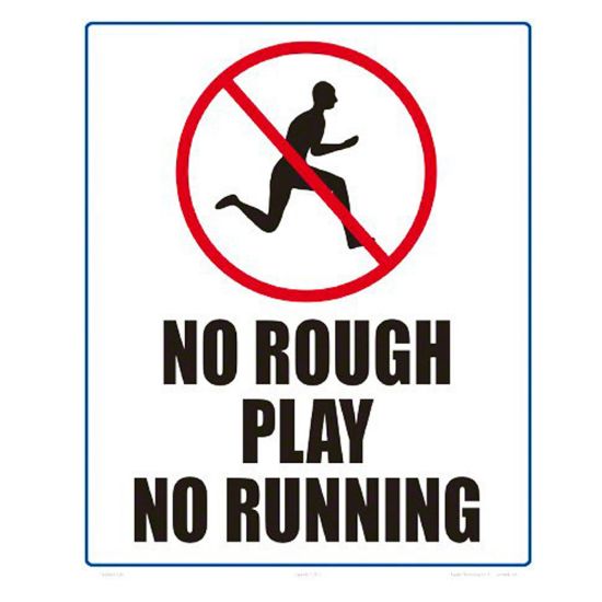 Aquatic Technology 12 X 10 No Rough Play Sign Sign Heavy Duty White Aluminum - 7402WA1012E