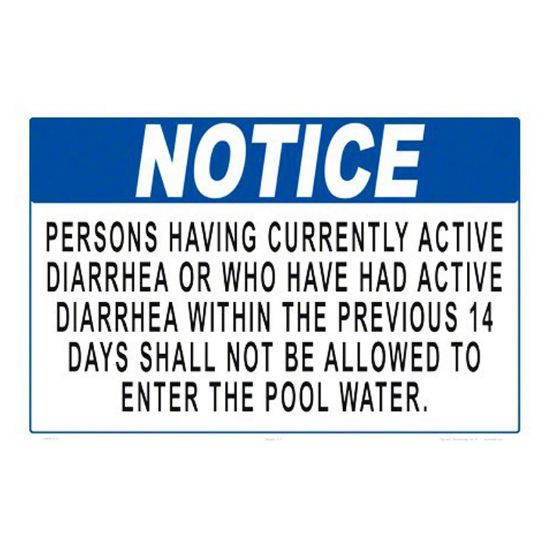 Aquatic Technology 12X18 Plastic Sign Persons W/ Diarrhea Shall Not Enter Pool - 7980WS1812E