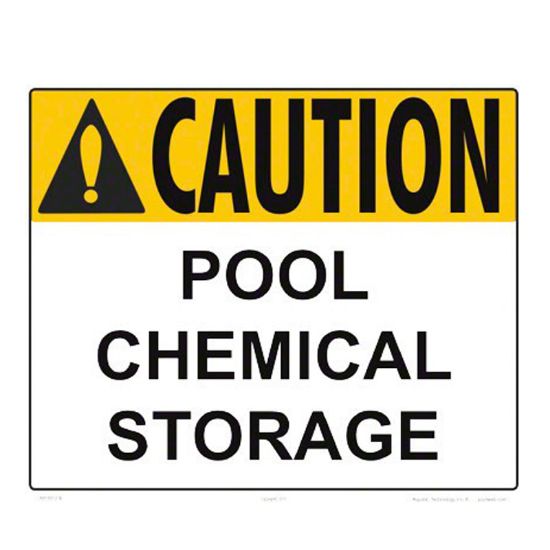 Aquatic Technology 12 X 10 Caution Pool Chemical Storage Sign Heavy Duty White Aluminum - 8001WA1210E