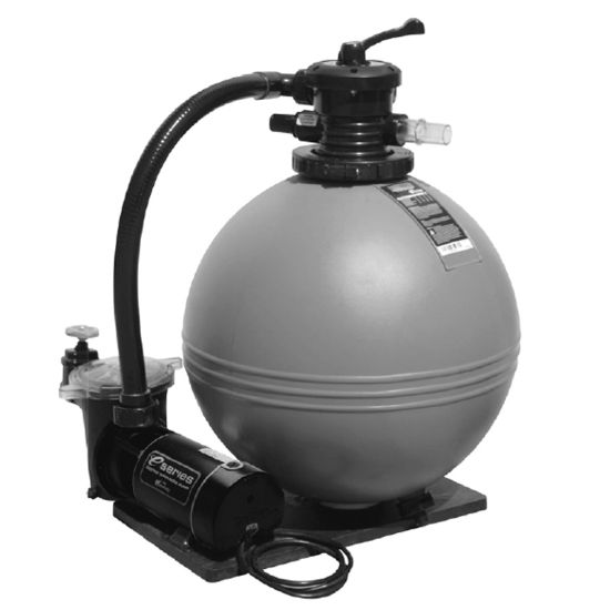 Waterway 19-Inch Twm Sand Filter W/ 1 HP Pump Ctr Disch 3' Nema Cord 115 V Abg System 1 1/2-Inch Fpt 7 Pos - 520-1910