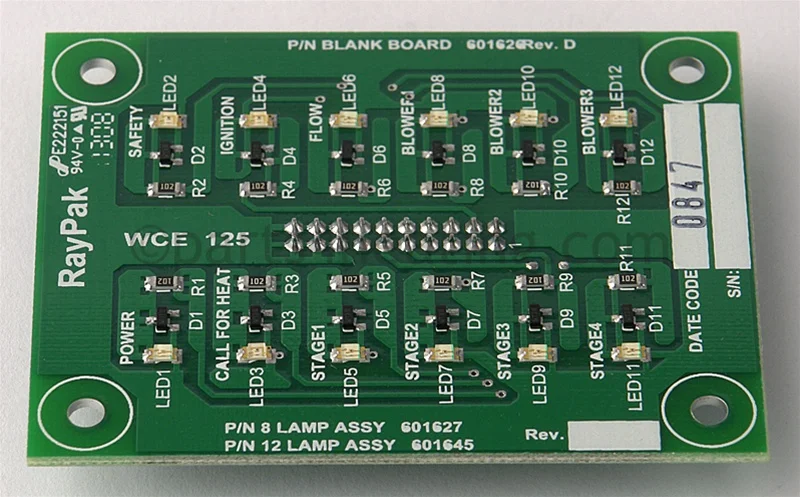 Raypak007896FPrinted Circuit Board with Status Lights