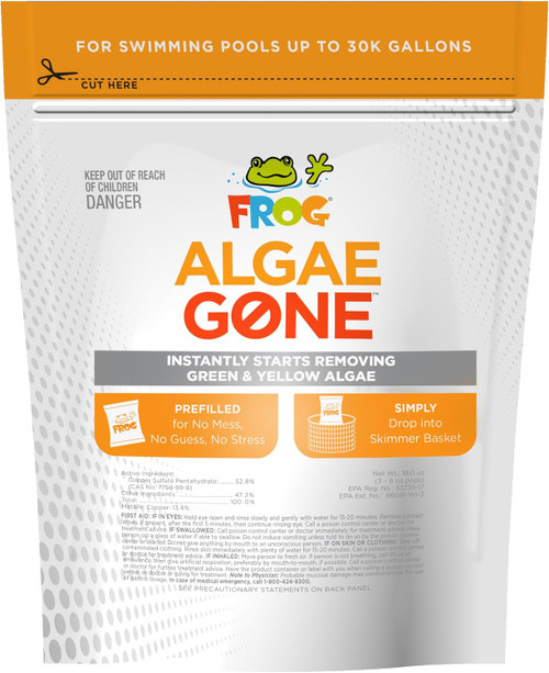 Frog Algae Gone - Dry Formula Algaecide Removes Green and Yellow Algae for Pools up to 30,000 Gallons | 01-10-6860