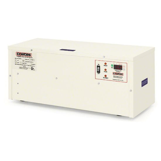 Coates Heater Co Inc 15KW 208 V 42A Elec Salt Pool Spa 3 Ph Heater Inch / Outdoor 1 1/2IN Mpt Cupro Nickel Tank W/ Titanium Elements W/ Digital Thermostat And Flow Switch / Use Only Inch Water With A Maximum Salt Concentration Of 3500 Ppm 24IN L X 9IN W X
