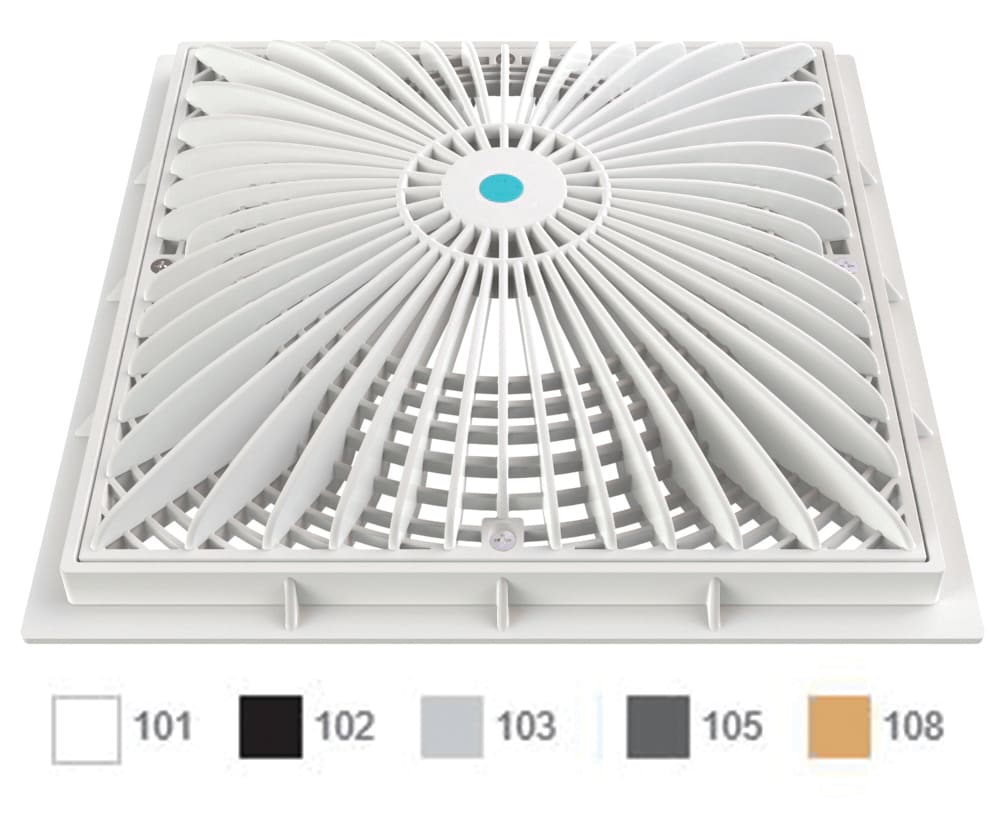 AquaStar 12" Square MoFlow Suction Outlet Cover and Mud Frame, White