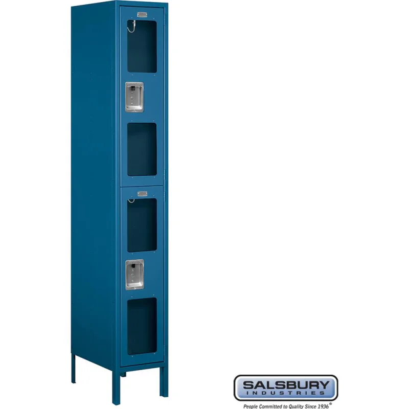 12" Wide Double Tier See-Through Metal Locker - 1 Wide - 6 Feet High - 18" Deep by Salsbury Blue