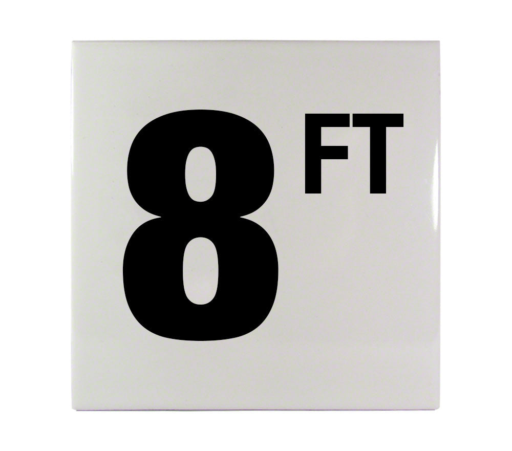 8 FT Ceramic Smooth Tile Depth Marker 6 Inch x 6 Inch with 4 Inch Lettering