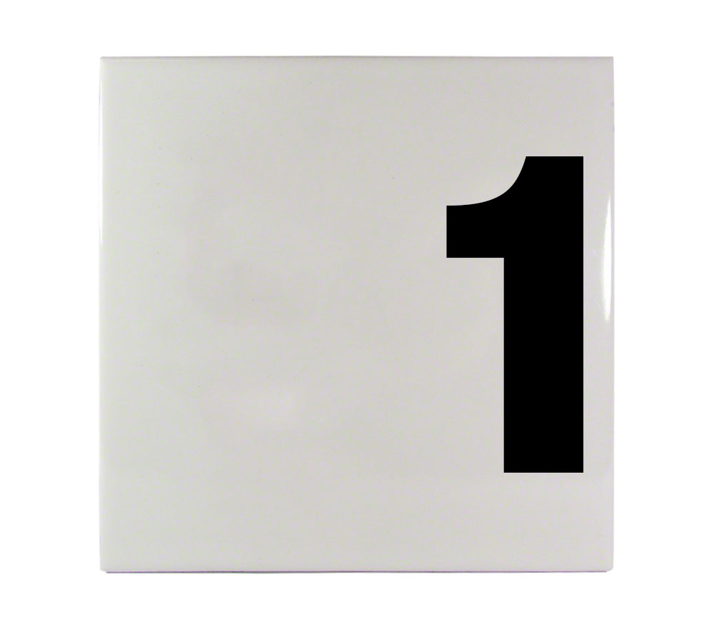1 Offset Ceramic Smooth Tile Depth Marker 6 Inch x 6 Inch with 4 Inch Lettering