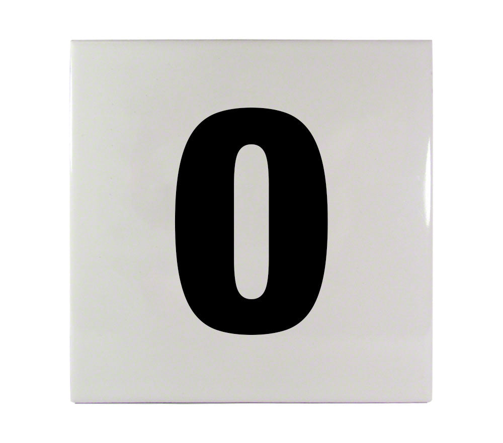 0 Ceramic Smooth Tile Depth Marker 6 Inch x 6 Inch with 4 Inch Lettering