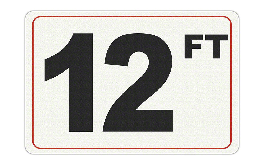 12 FT - Adhesive Depth Marker - 9 Inch x 6 Inch with 4 Inch Lettering