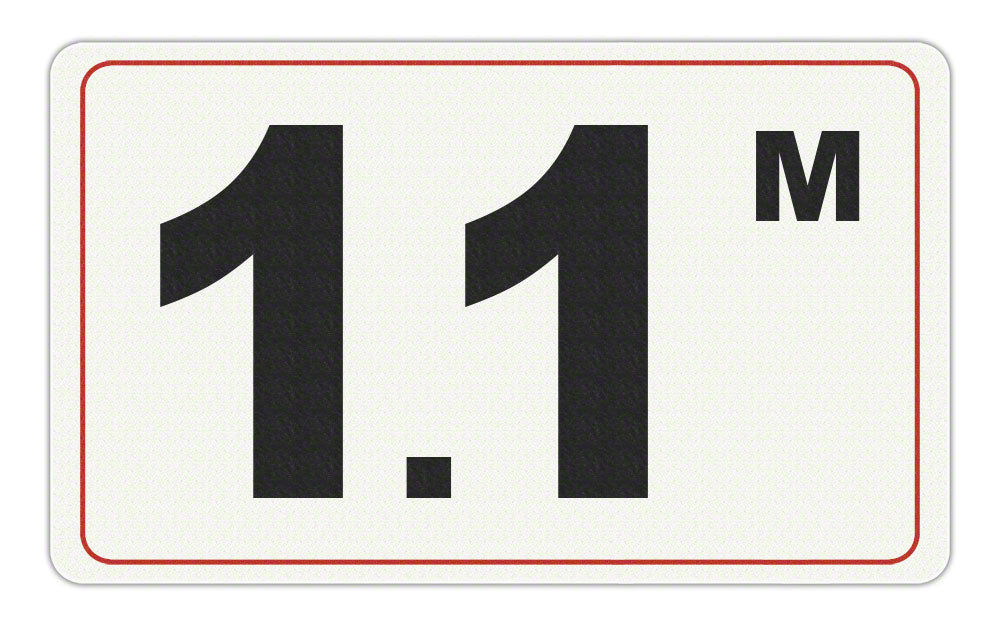 1.1 M - Adhesive Depth Marker - 10 Inch x 6 Inch with 4 Inch Lettering