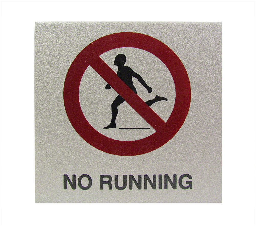 NO RUNNING With Symbol Ceramic Skid Resistant Tile Depth Marker 6 Inch x 6 Inch