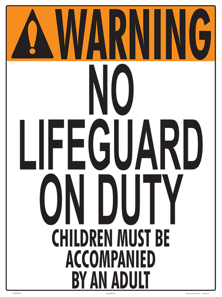 Iowa No Lifeguard (Wading Pool) Warning Sign - 18 x 24 Inches on Heavy-Duty Aluminum