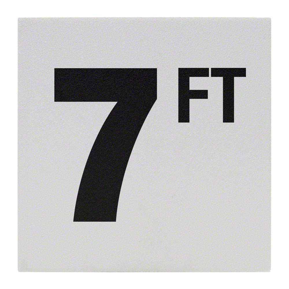 7 FT Ceramic Skid Resistant Tile Depth Marker 6 Inch x 6 Inch with 4 Inch Lettering