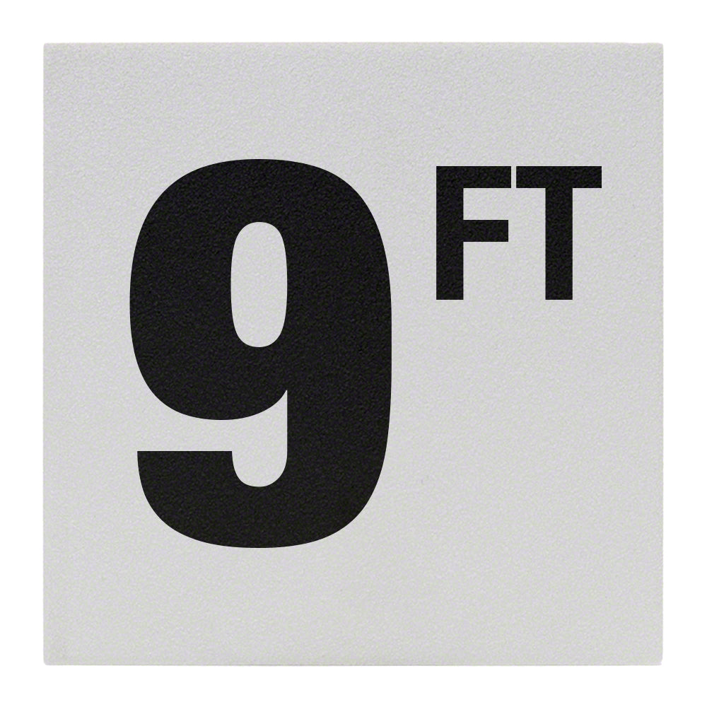 9 FT Ceramic Skid Resistant Tile Depth Marker 6 Inch x 6 Inch with 4 Inch Lettering
