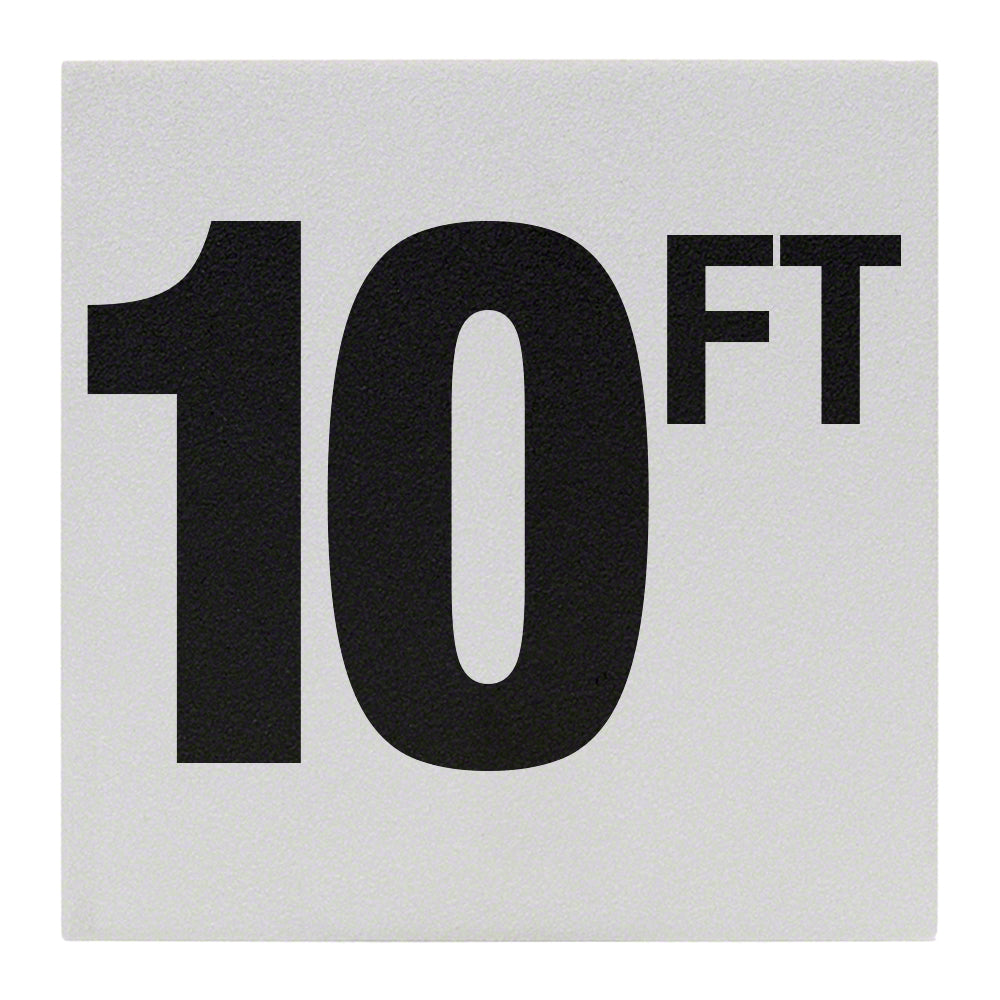 10 FT Ceramic Skid Resistant Tile Depth Marker 6 Inch x 6 Inch with 4 Inch Lettering