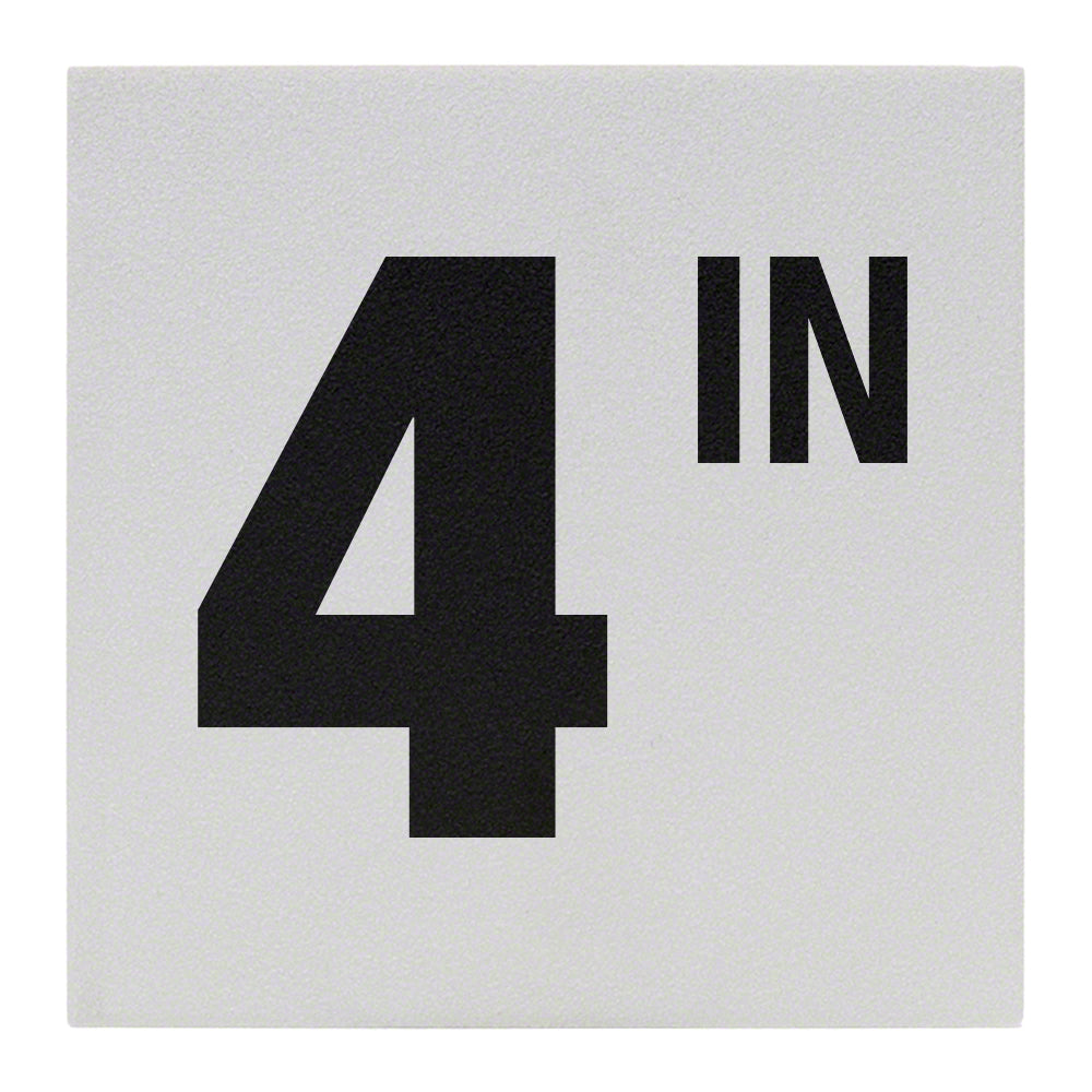 4 IN Ceramic Skid Resistant Tile Depth Marker 6 Inch x 6 Inch with 4 Inch Lettering