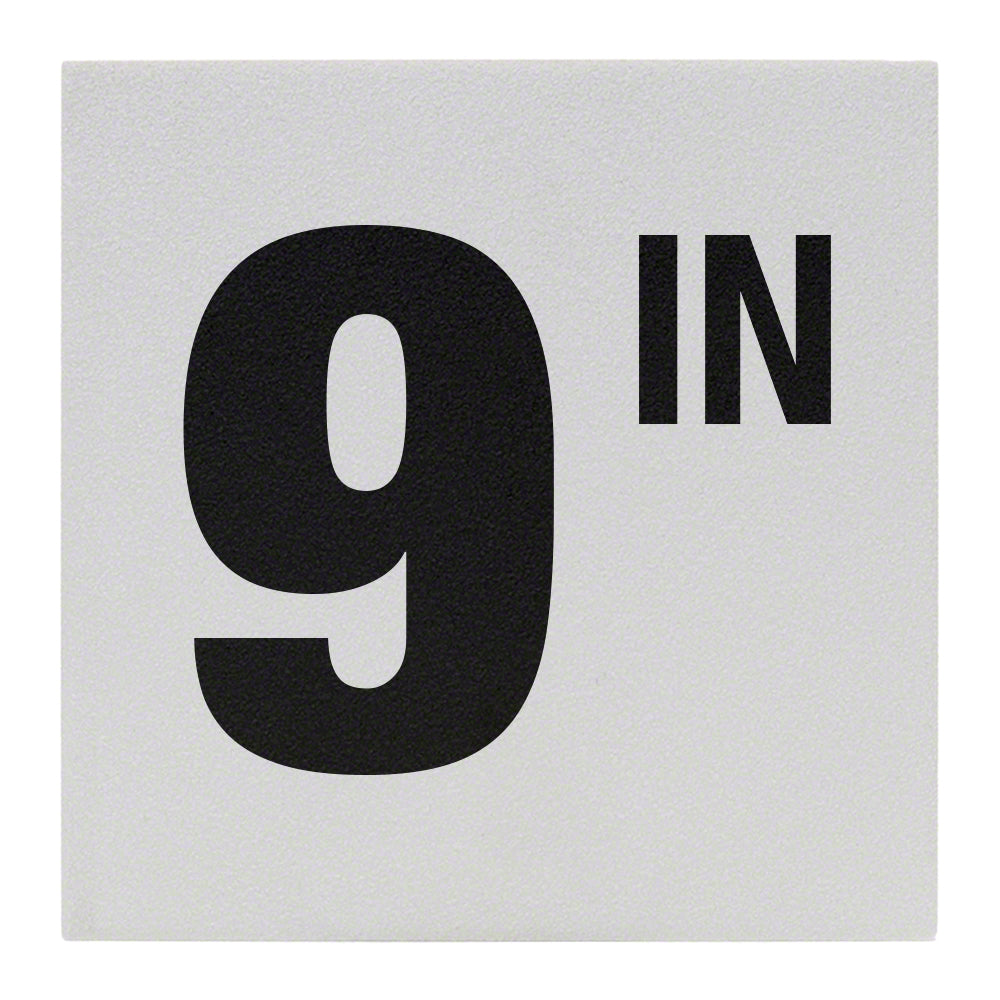 9 IN Ceramic Skid Resistant Tile Depth Marker 6 Inch x 6 Inch with 4 Inch Lettering