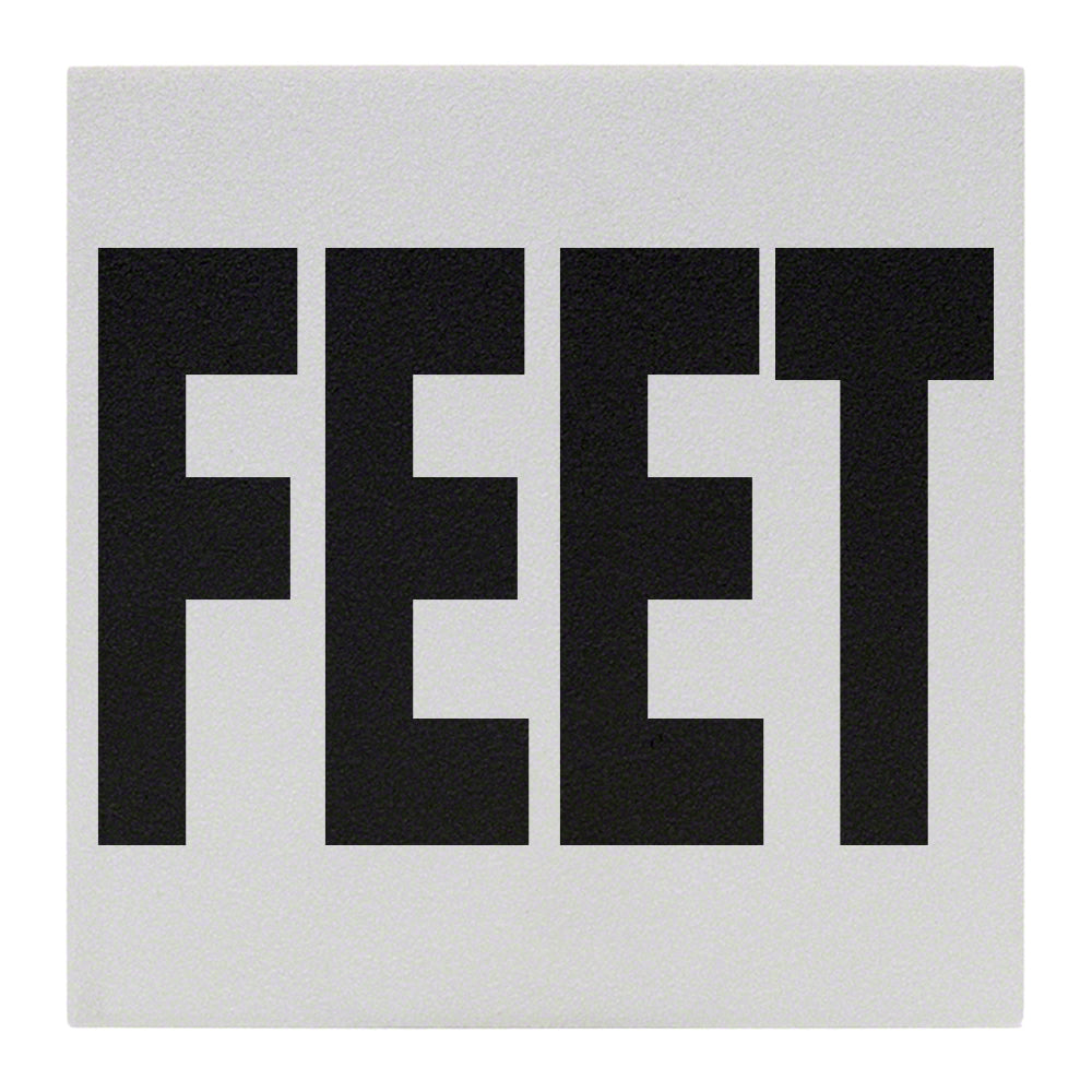 FEET Message Ceramic Skid Resistant Tile Depth Marker 6 Inch x 6 Inch with 4 Inch Lettering