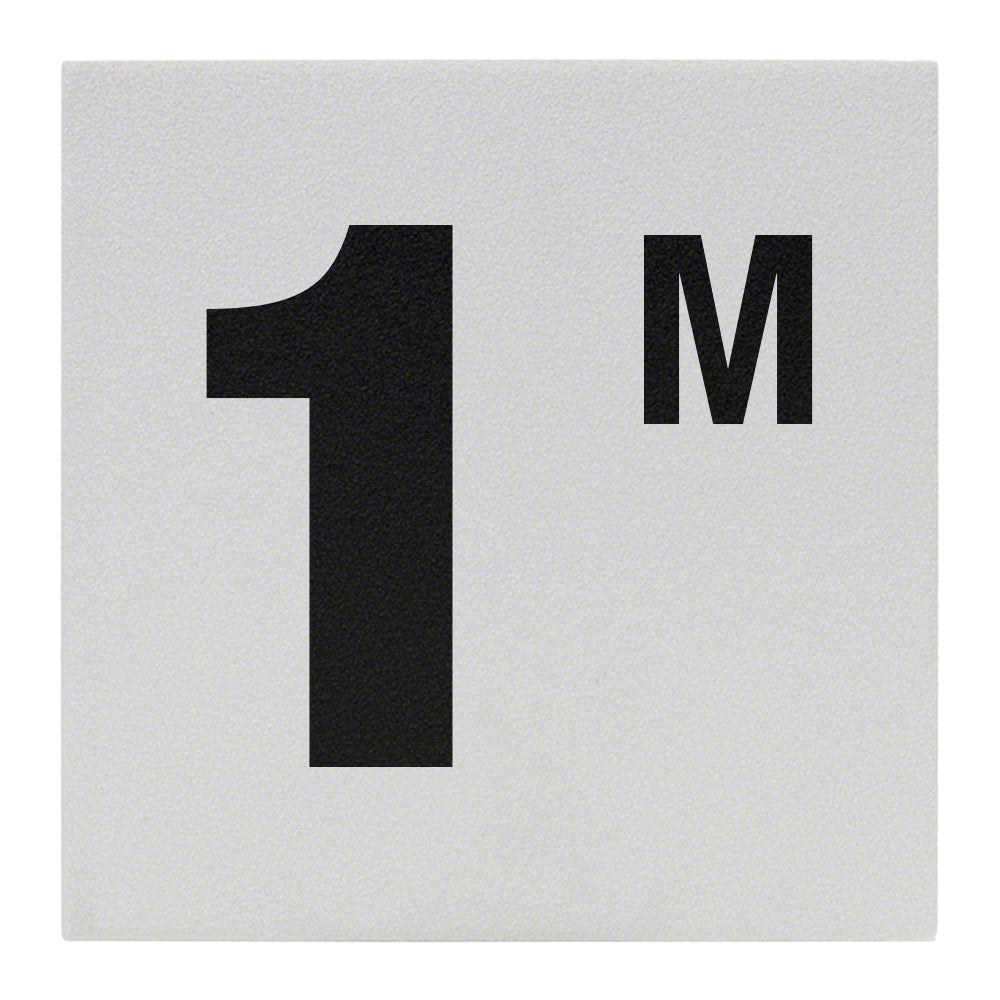 1 M Ceramic Skid Resistant Tile Depth Marker 6 Inch x 6 Inch with 4 Inch Lettering