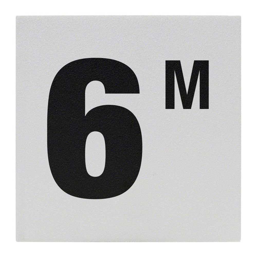 6 M Ceramic Skid Resistant Tile Depth Marker 6 Inch x 6 Inch with 4 Inch Lettering