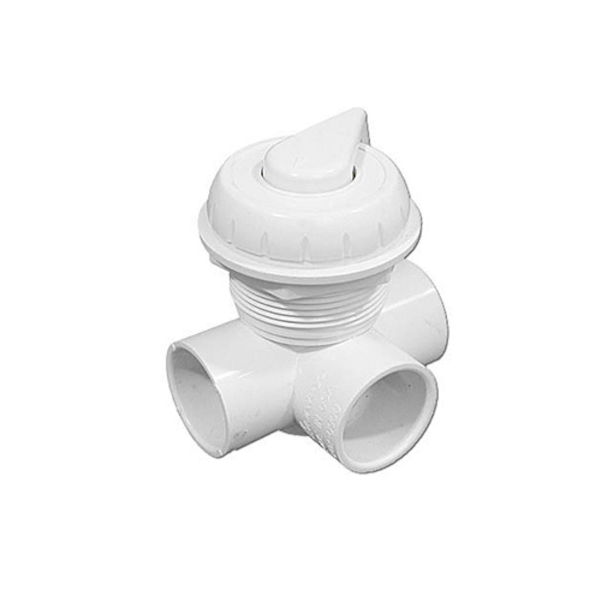 Diverter Valve, Waterway, 2-Port, 1"S, Horizontal, Top Access, White : 600-4330