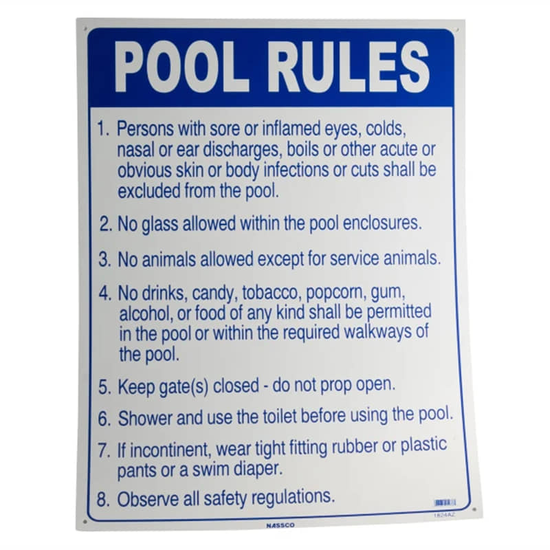 PoolStyle | 1824AZ | 18" x 24" Arizona Pool Rules Sign