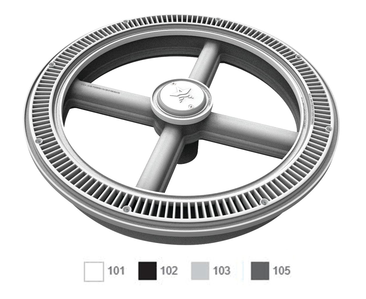 AquaStar 20" Full Circle Suction Cover With One-Port Sump And Hydrostatic Valve, Light Gray