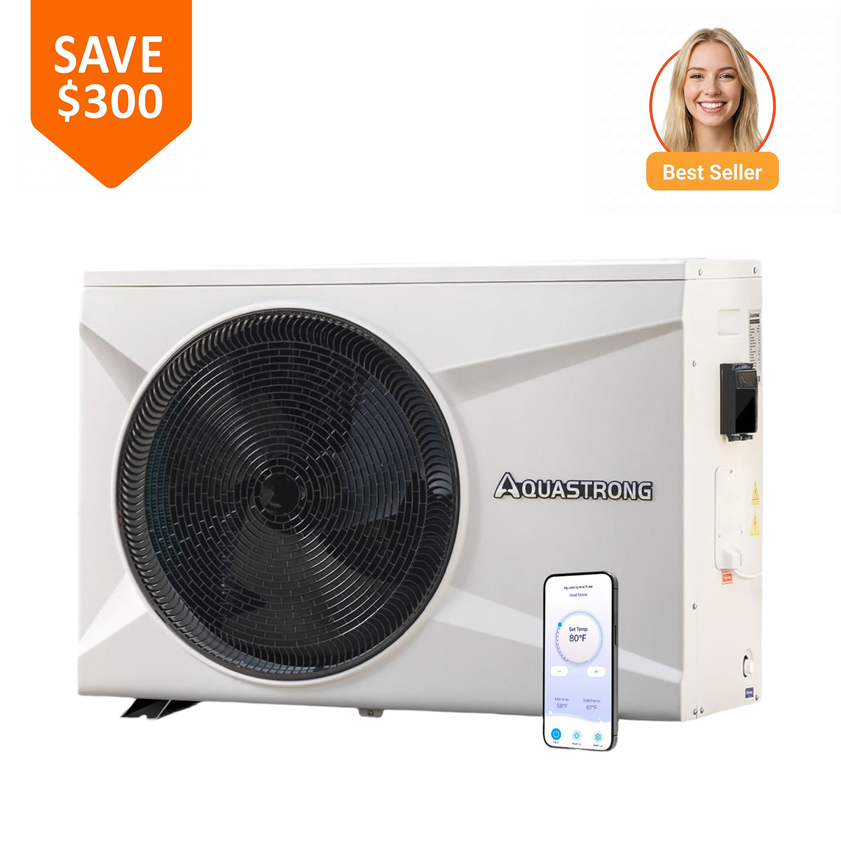 HEX035 35,000 BTU PRO Heat Pump For 9,000 Gallons Pools 120V
