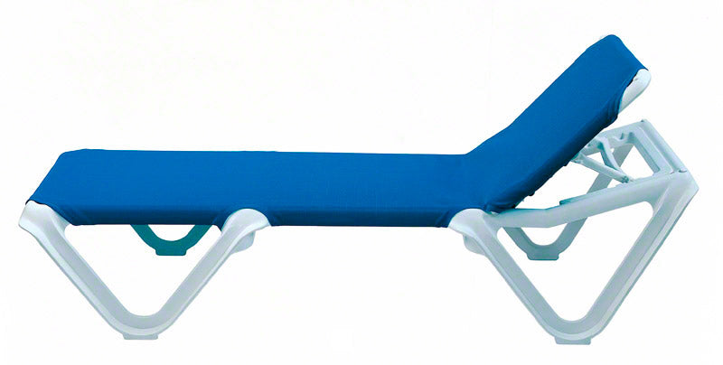 Nautical Adjustable Sling Chaise Lounge - Blue with White Frame (Must Order in Multiples of 12)