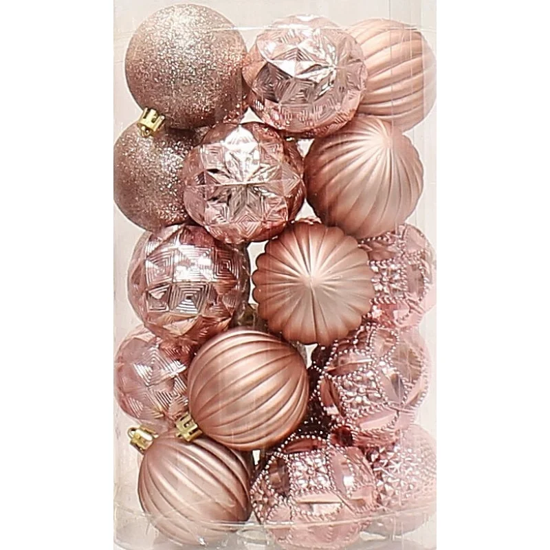 25-Pack of 60MM Gold & Rose Gold Ornaments