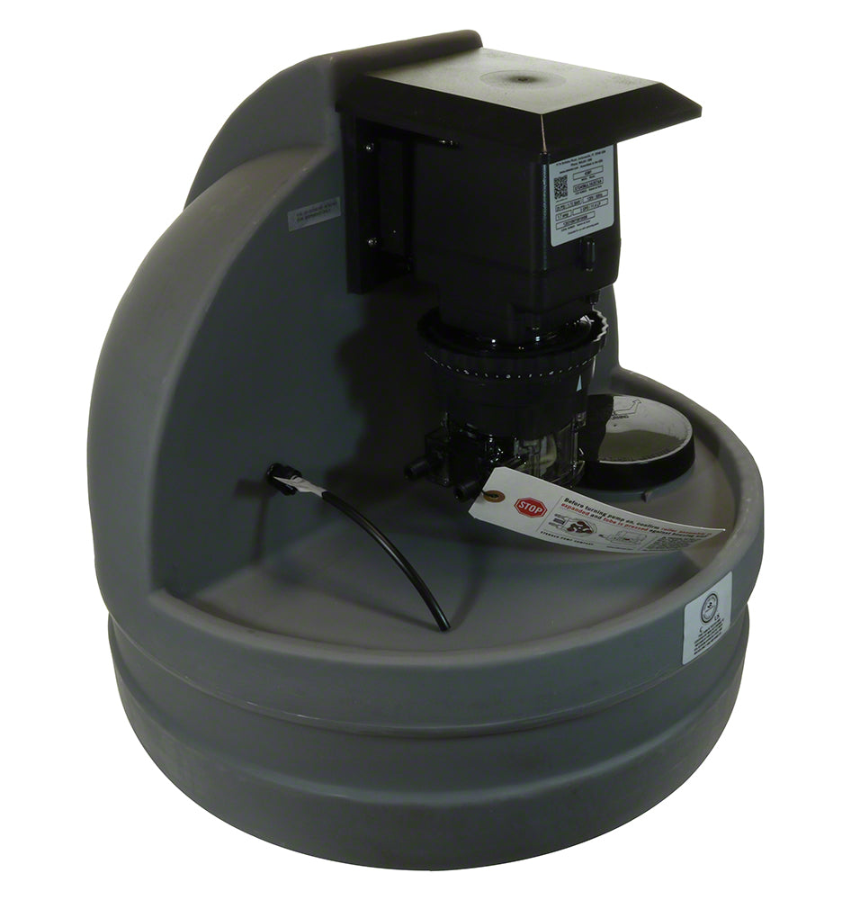 7.5 Gallon Gray Chemical Tank With 45M1 Adjustable Pump - 25 PSI 3 GPD 120 Volt - 1/4 Inch UV Tubing