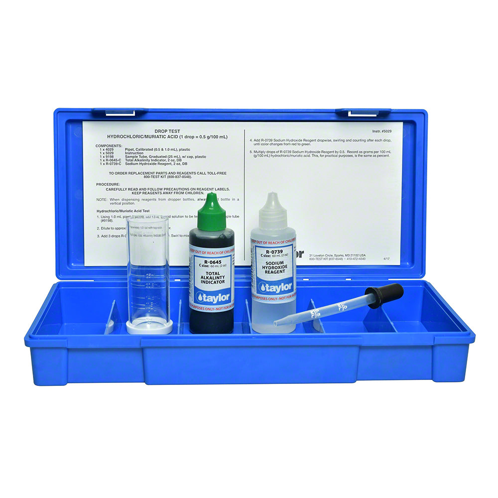 Taylor Drop Test Acidity of Hydrochloric/Muriatic Acid Test Kit - K-1547