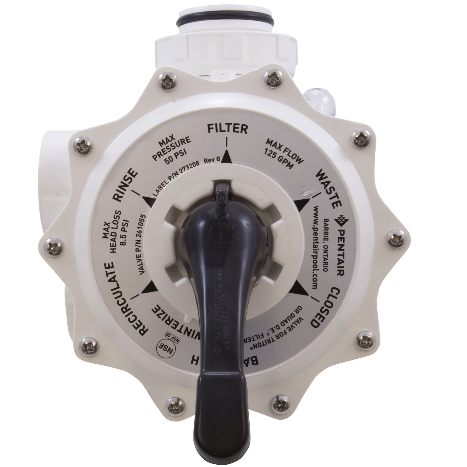 Multiport Valve, American Products/Pentair, 2" Thd, 6 Pos