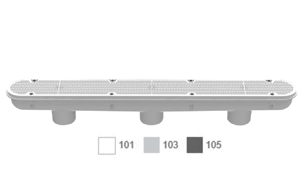 AquaStar 32" White Pin-Hole Channel Drain with 3-Port Sump