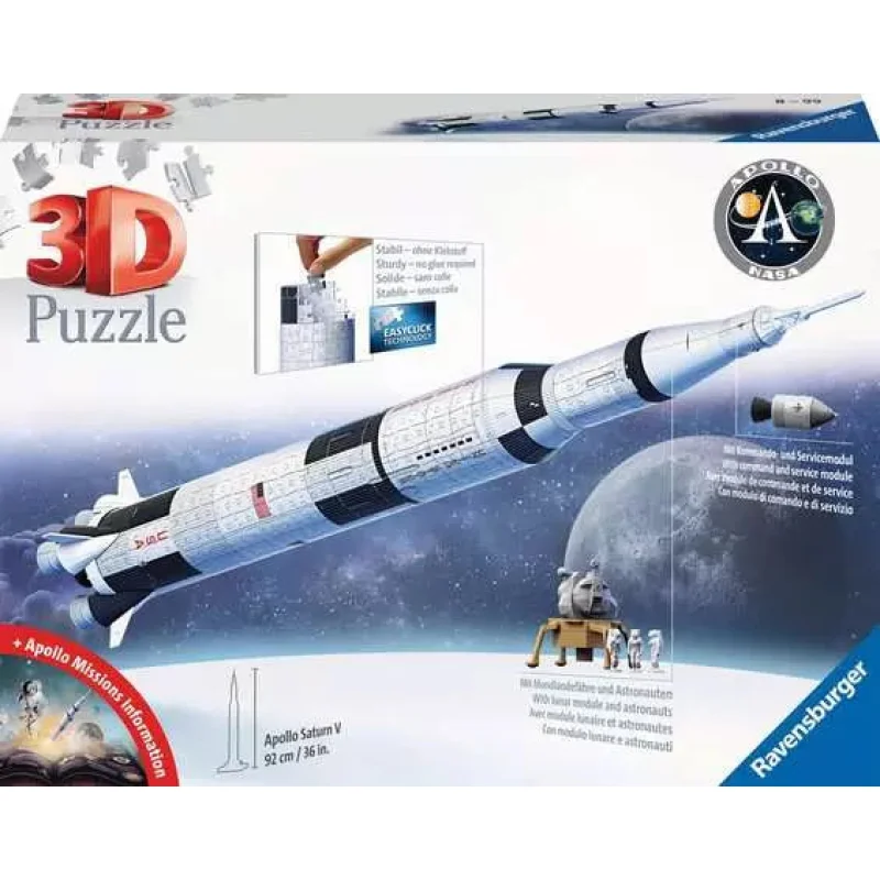 3D Puzzle Car Apollo Saturn V Rocket - 440 Pieces