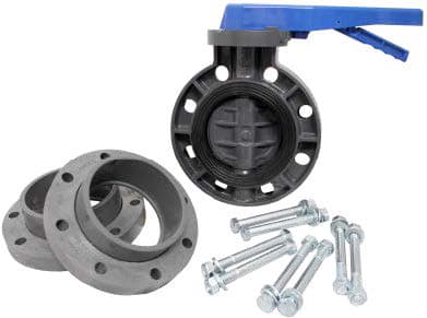 Lasco 4" 711 Series Butterfly Valve & Flange Kit With Stainless Steel Bolts