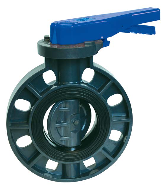 Lasco 4" Butterfly Valve With Blue Lever Handle
