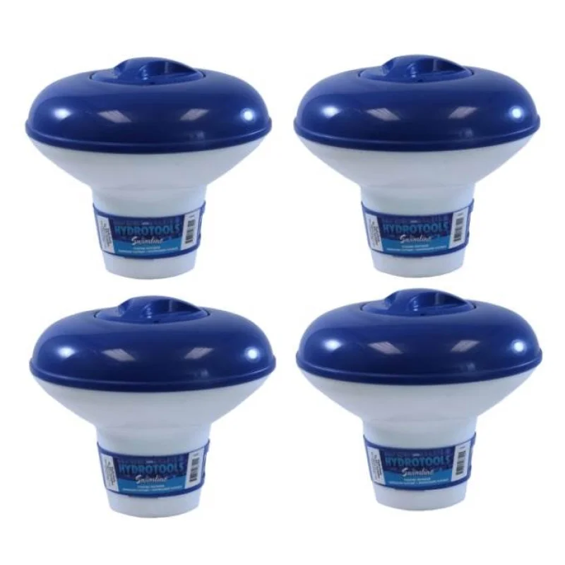4) Hydro Tools 7" Large Swimming Pool/Spa Floating Dispenser 1" or 3" Tablets