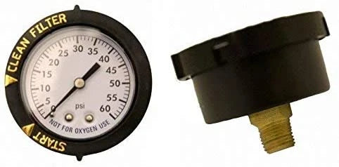 Super-Pro | 80860BU | 2" Steel 0-60 PSI Back Mount Gauge