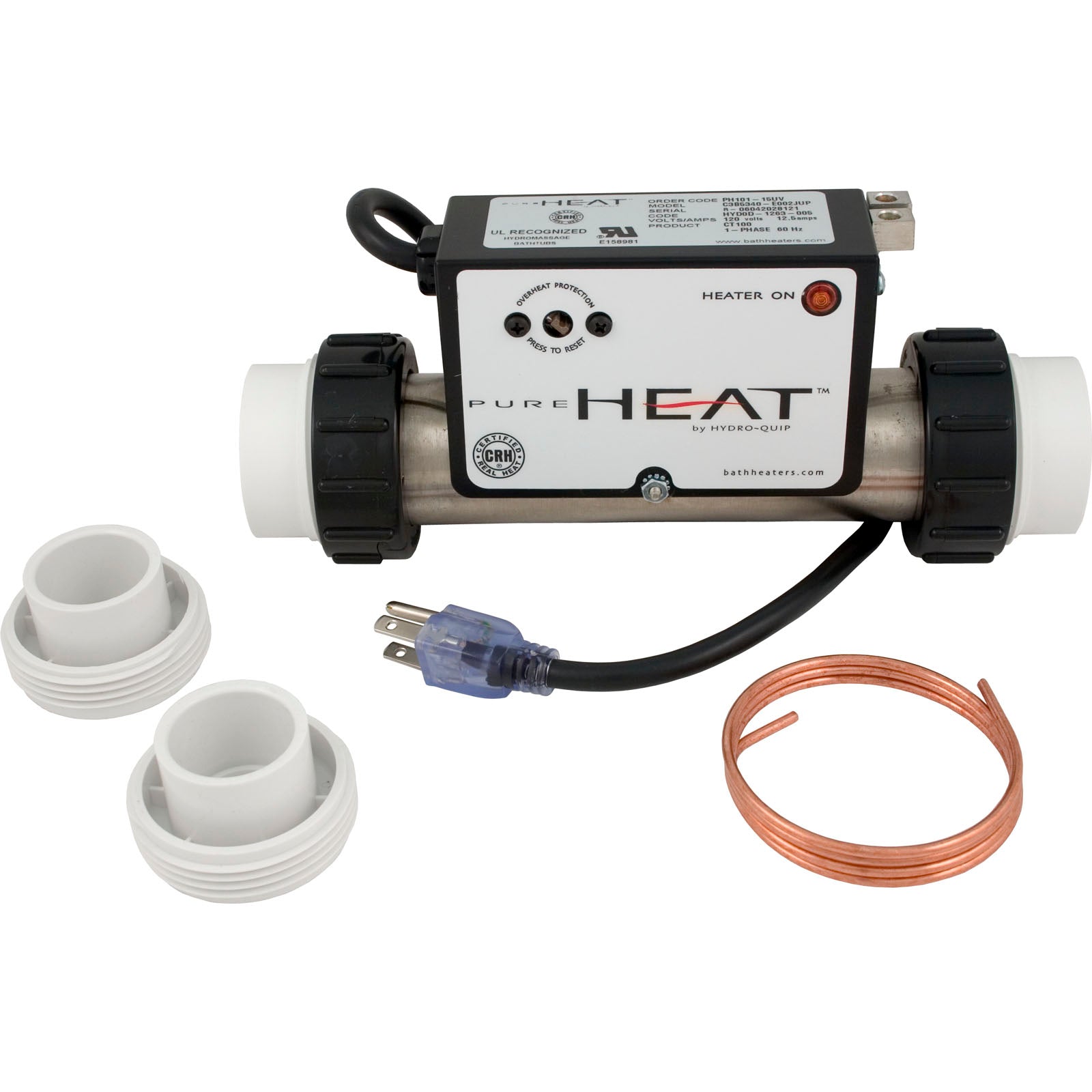 Heater,Bath,H-Q InLine,PH101-15UV,115v,1.5kW,Vac,3ft Crd,Plg