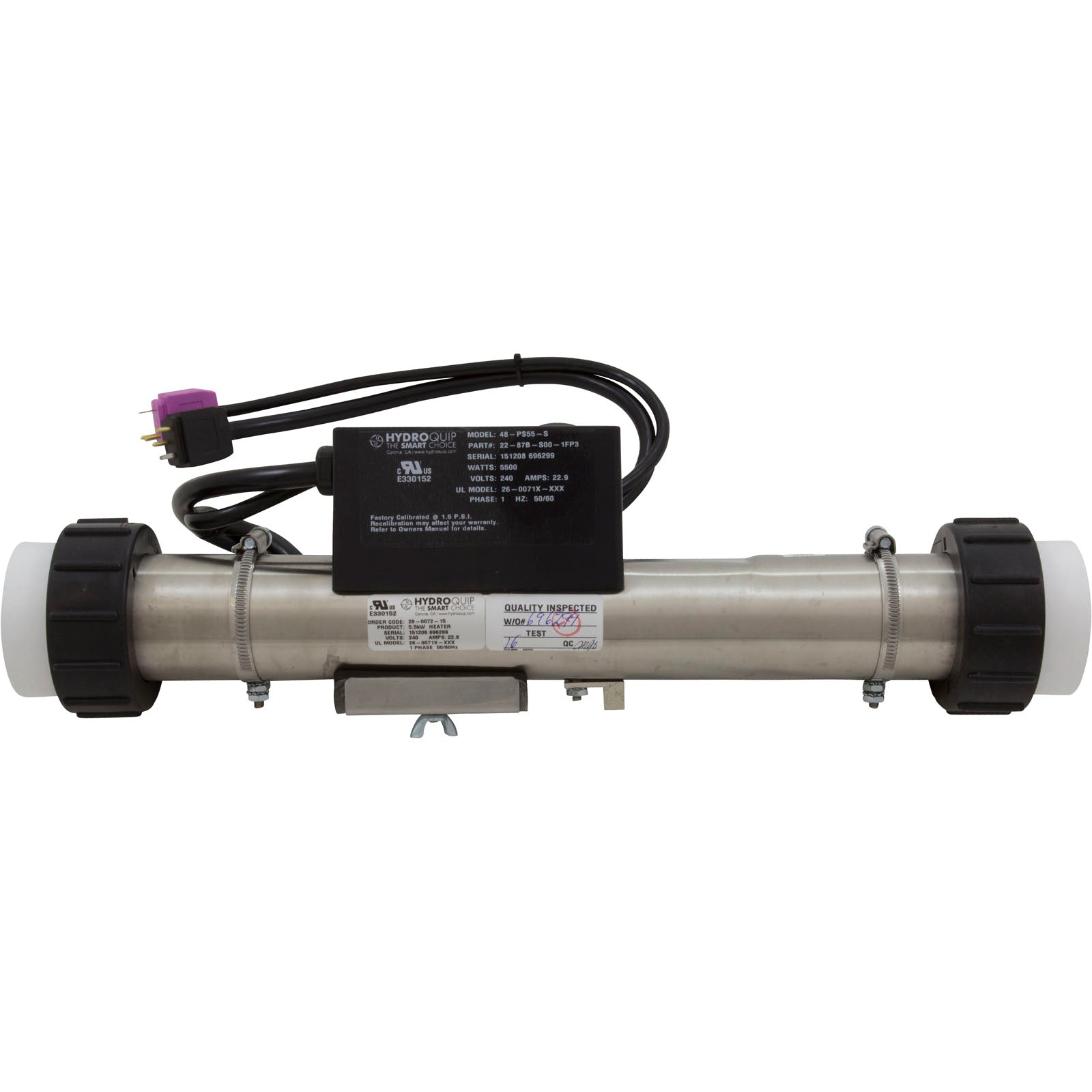 Heater, FloThru, HQ PS Elec,230v, 5.5kW, w/Short Cord,Slide