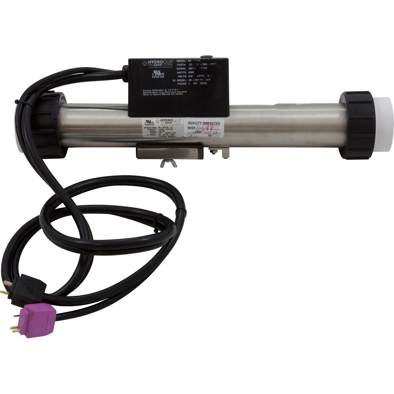 Heater, FloThru, HQ PS Elec,230v, 4.0kW, w/Long Cord, Slide