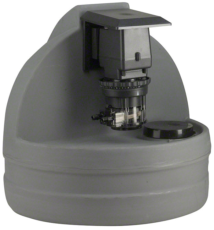 7.5 Gallon Gray Chemical Tank With 45MP1 Model Fixed Pump - 25 PSI 22 GPD 120 Volt - 1/4 Inch Standard Tubing