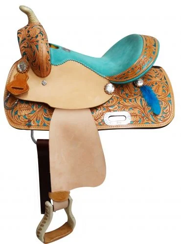 13″ Double TYouth saddle with painted feather accents