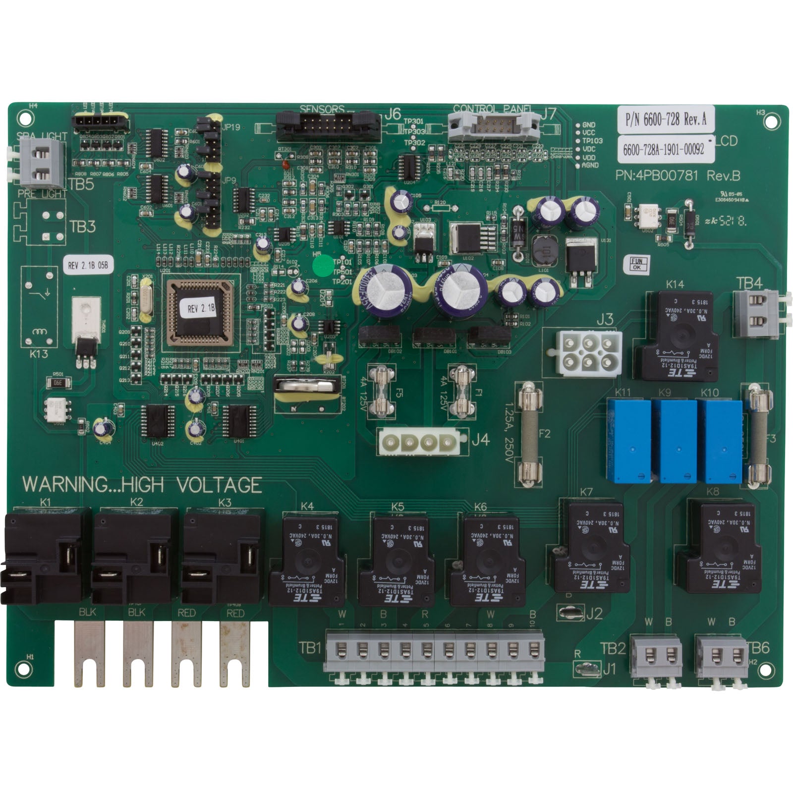 PCB, Sundance Spas, 880 Series, LCD, 1 and 2 Pump, 2014