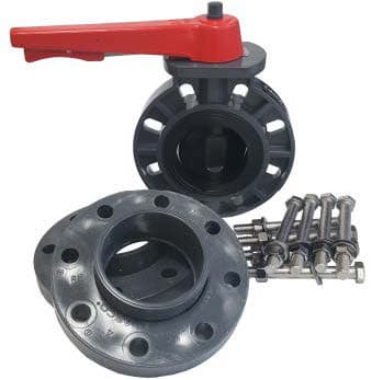 Lasco 6" 411 Series Butterfly Valve & Flange Kit with Zinc Bolts