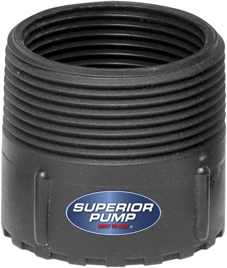 99007 Superior Pump 1.25" FPT x 1.5" MPT Black Hose Adapter99007 Superior Pump 1.25" FPT x 1.5" MPT Black Hose Adapter